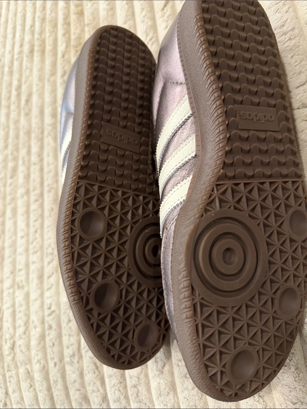 adidas Metallic Mauve Low-Top Sneakers with White Stripes